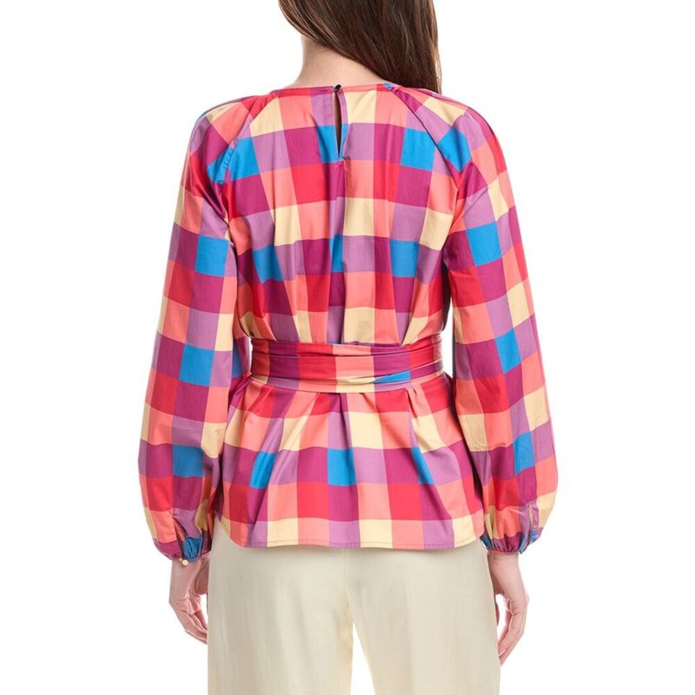 Misook Womens Tie Waist Blouse, Pink - Picture 2 of 3